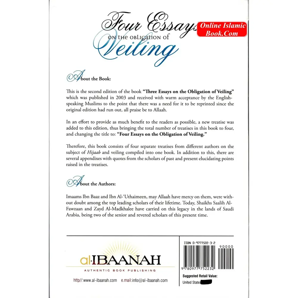 Four Essays on the Obligation of Veiling, photograph of this copy