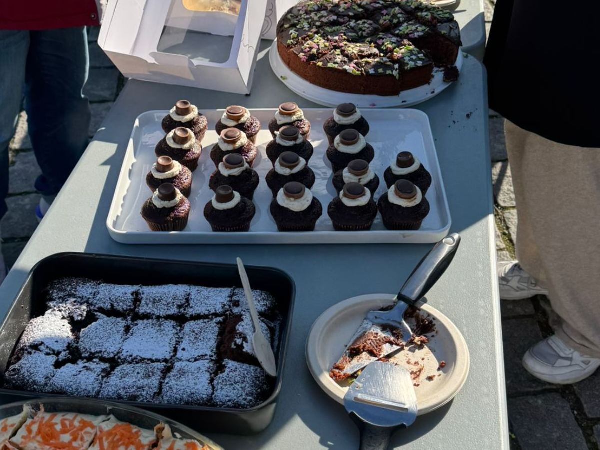 The MSS bake-sale table at a campus charity stand