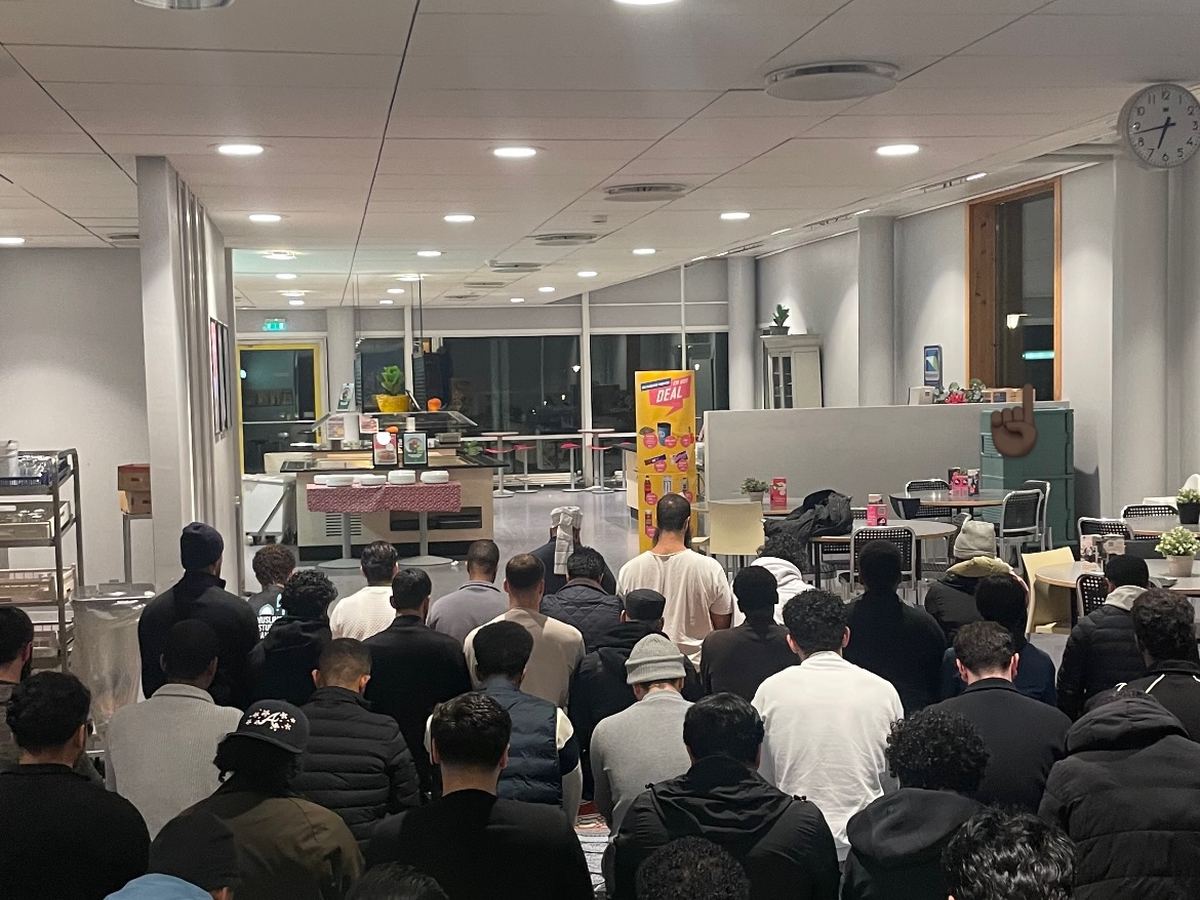 MSS students in rows for the Friday prayer on campus