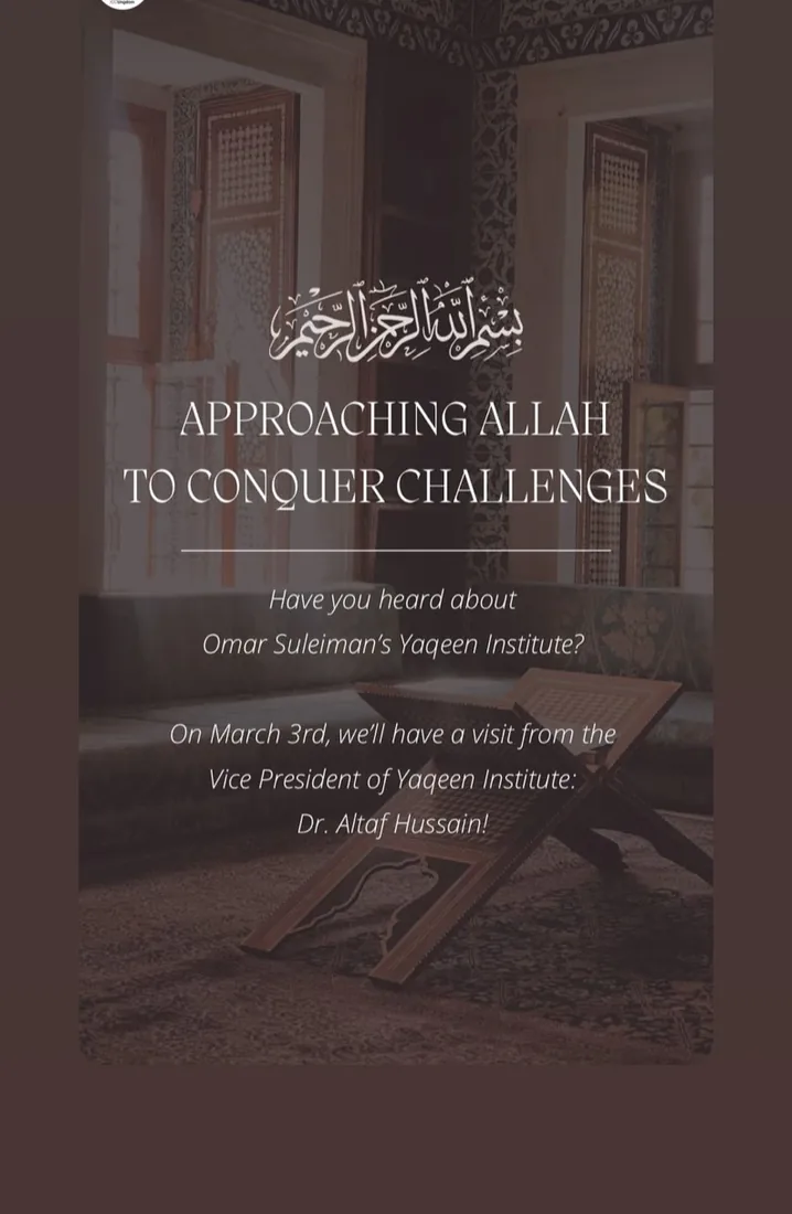 Approaching Allah to Conquer Challenges — event poster