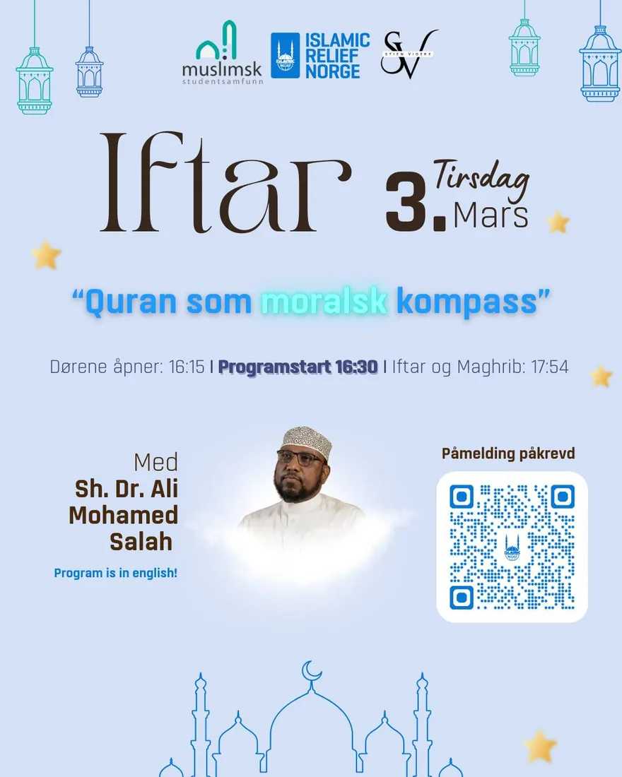 Iftar m/Islamic Relief & Stien Videre — event poster