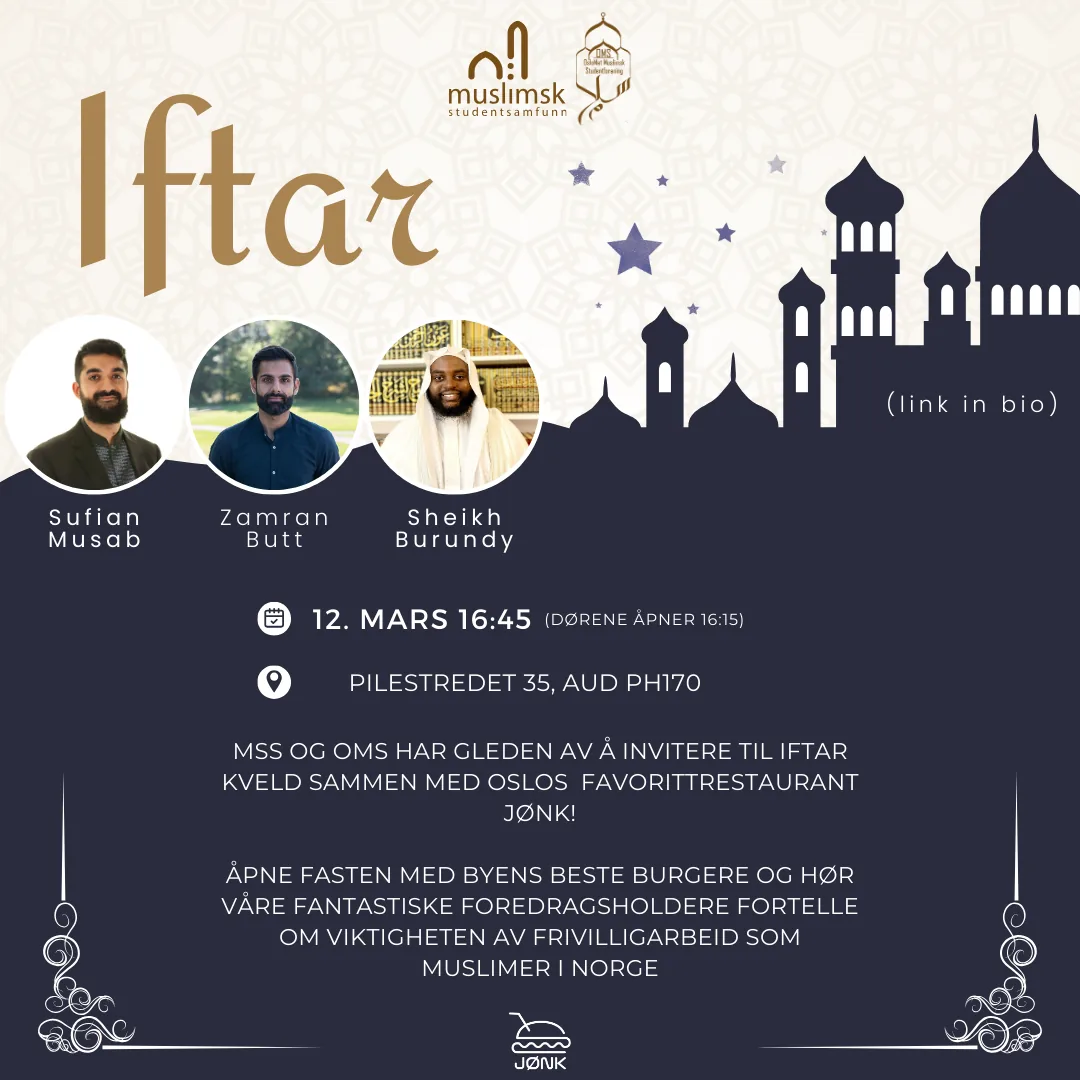 Iftar m/OsloMet Muslimsk Studentforening — event poster