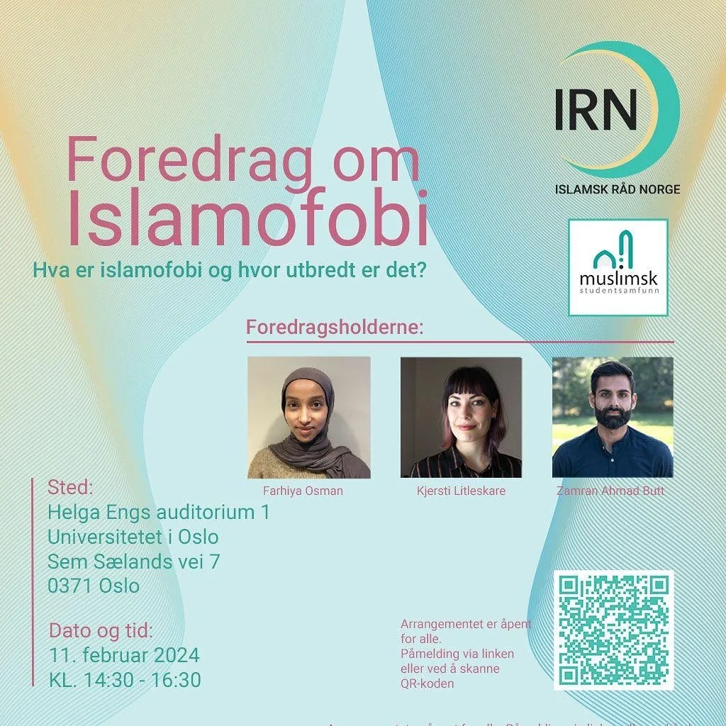 Foredrag om Islamofobi — event poster